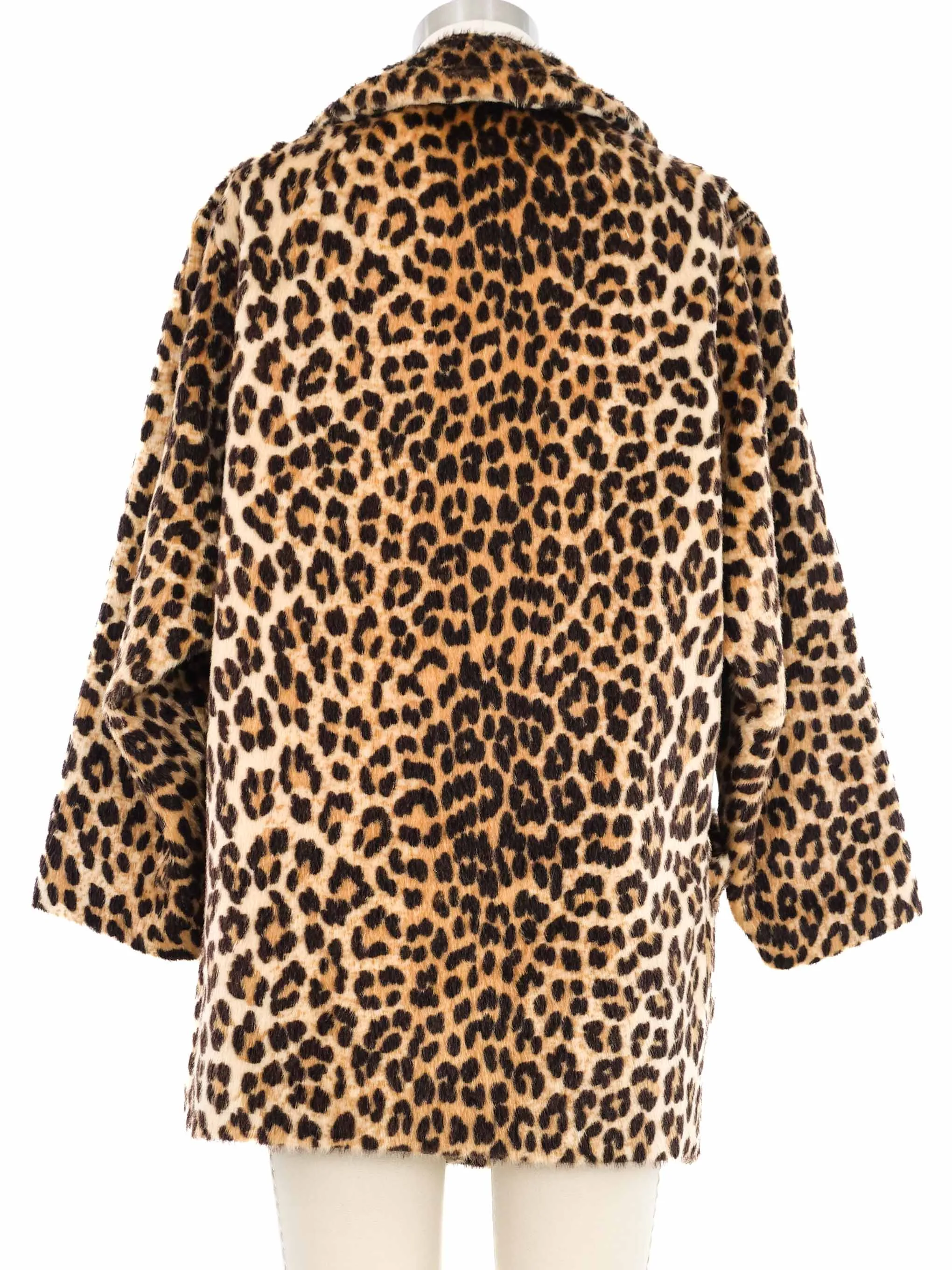 1960s Leopard Print Faux Fur Swing Coat