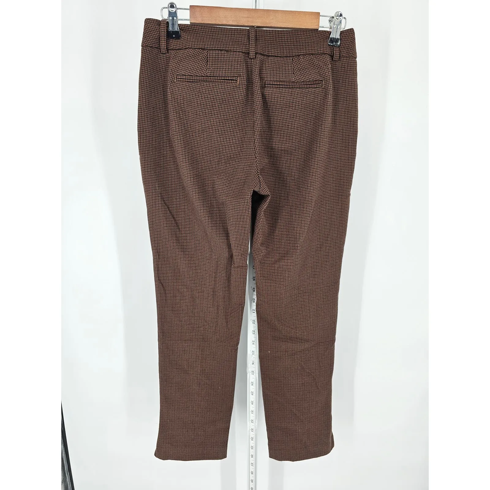 A New Day Womens Sz 2 Slim Leg Dress Pants Black Brown Houndstooth