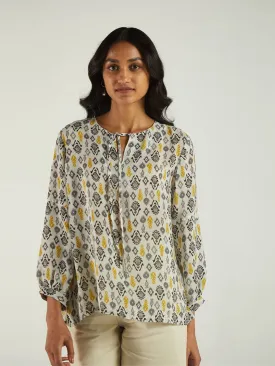 A Summer Escape Top, Ikat Gardens Print