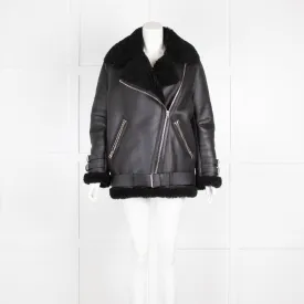Acne Black Aviator Shearling Jacket