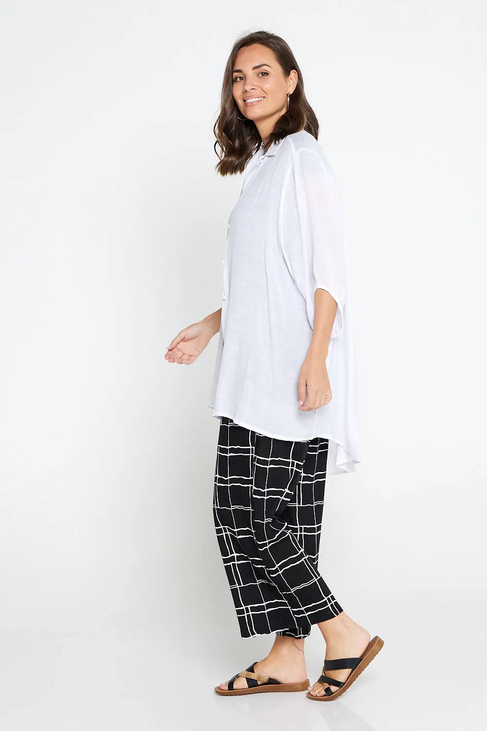 Aiko Linen Pants - Black/White