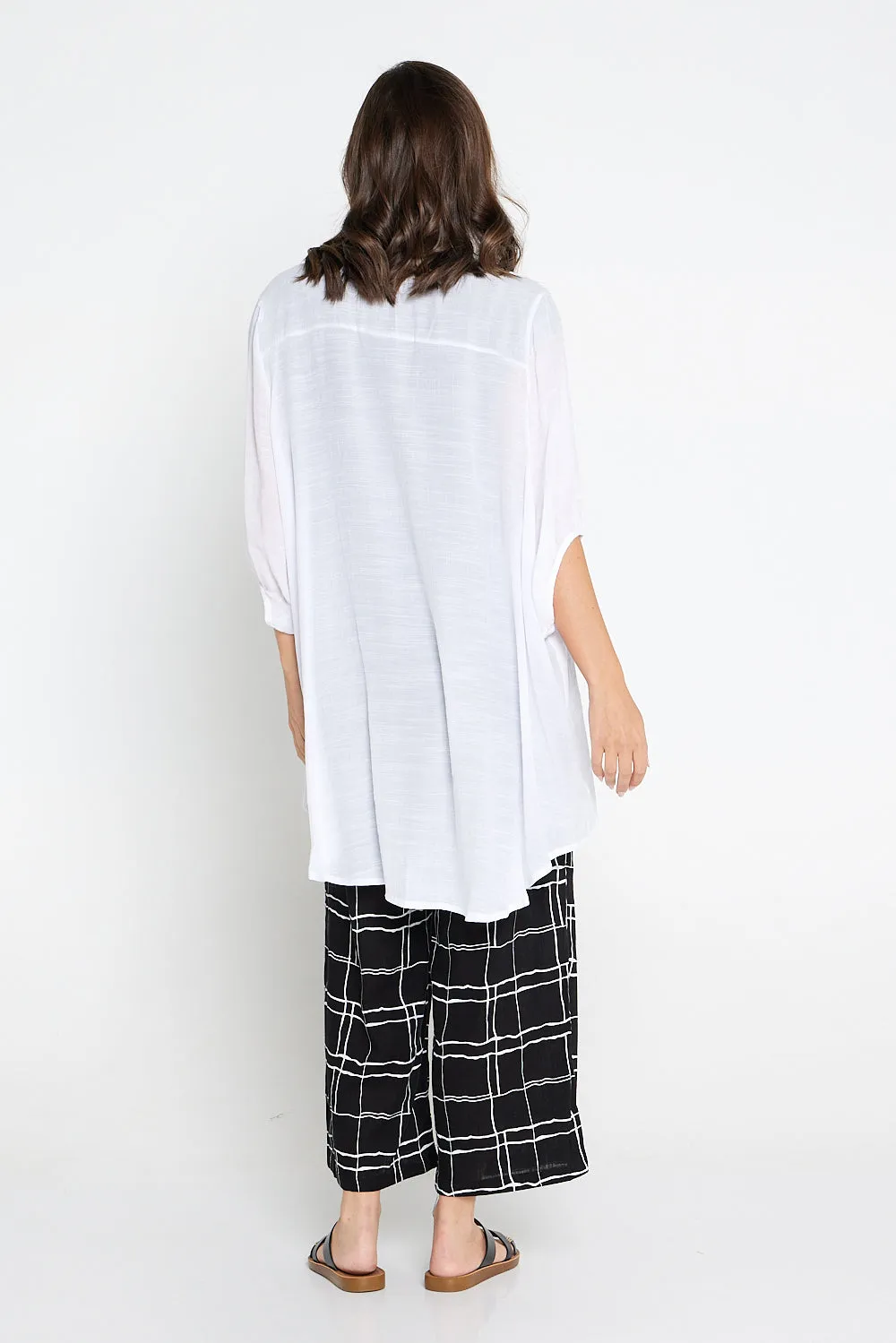 Aiko Linen Pants - Black/White