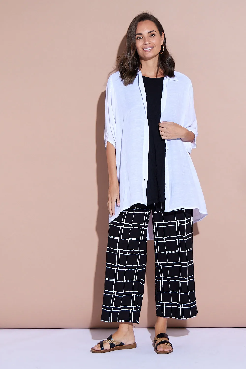 Aiko Linen Pants - Black/White