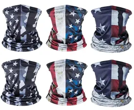 American US Flag Face Bandana Neck Gaiter, Sun UV Dust Protection Reusable Half Mask Scarf Motorcycle Balaclava for Men Women
