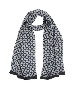 ANDANTINO 100% Silk Oblong Scarf for Men 61”*10.2” Double-Sided Thin Long Shawls for Head and Neck with Gift Packed (Beige & Black)