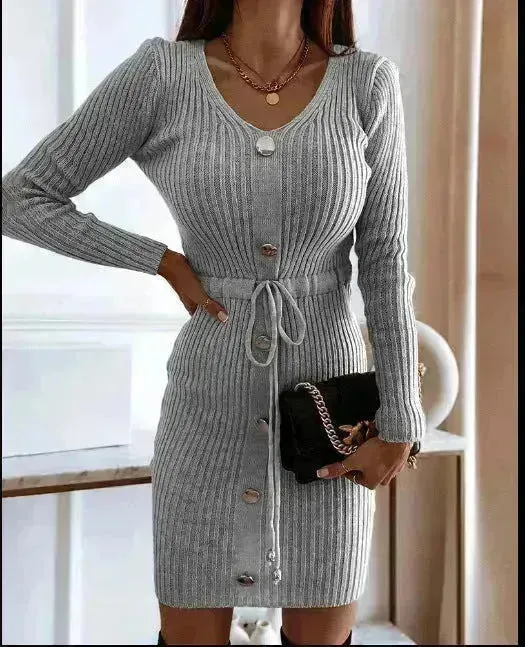 Autumn Winter Cashmere Slim fit Knitted Mini Sweater Dress