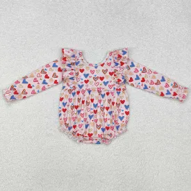 Baby Infant Girls Rompers Valentines Hearts Long Sleeve Rompers LR1917