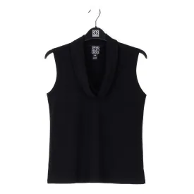 Black Sleeveless Drape Top