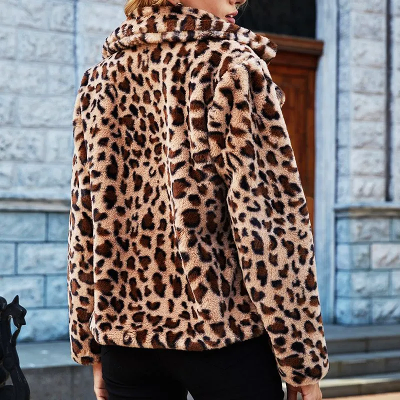 Cheetah Leopard Faux Fur Coat