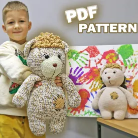 Crochet Teddy Bear pattern, US standard terms, Skill level beginner