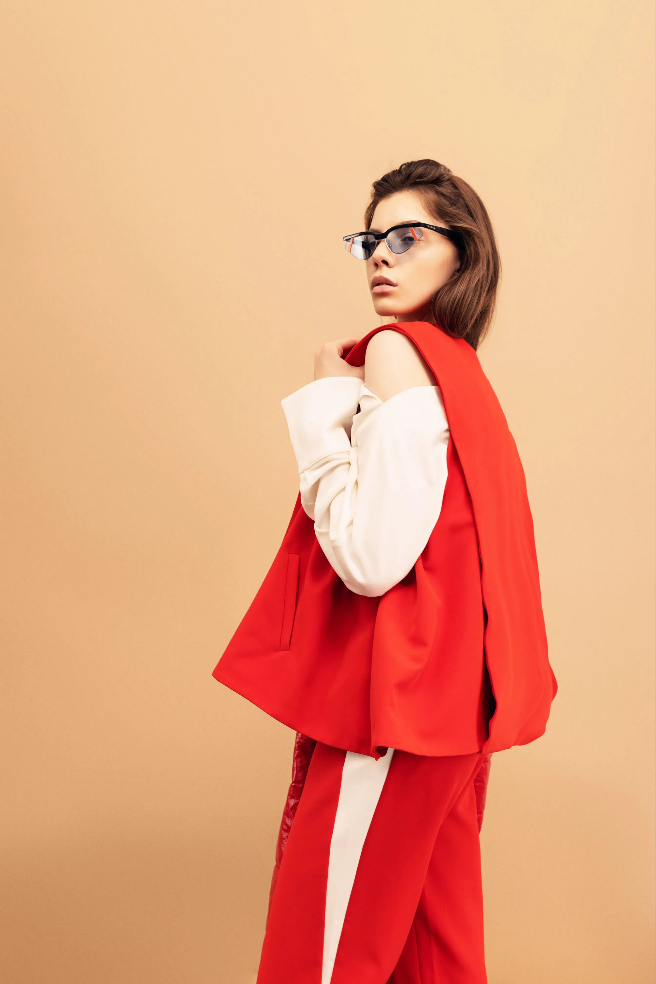 Designer Blazer Vest Red