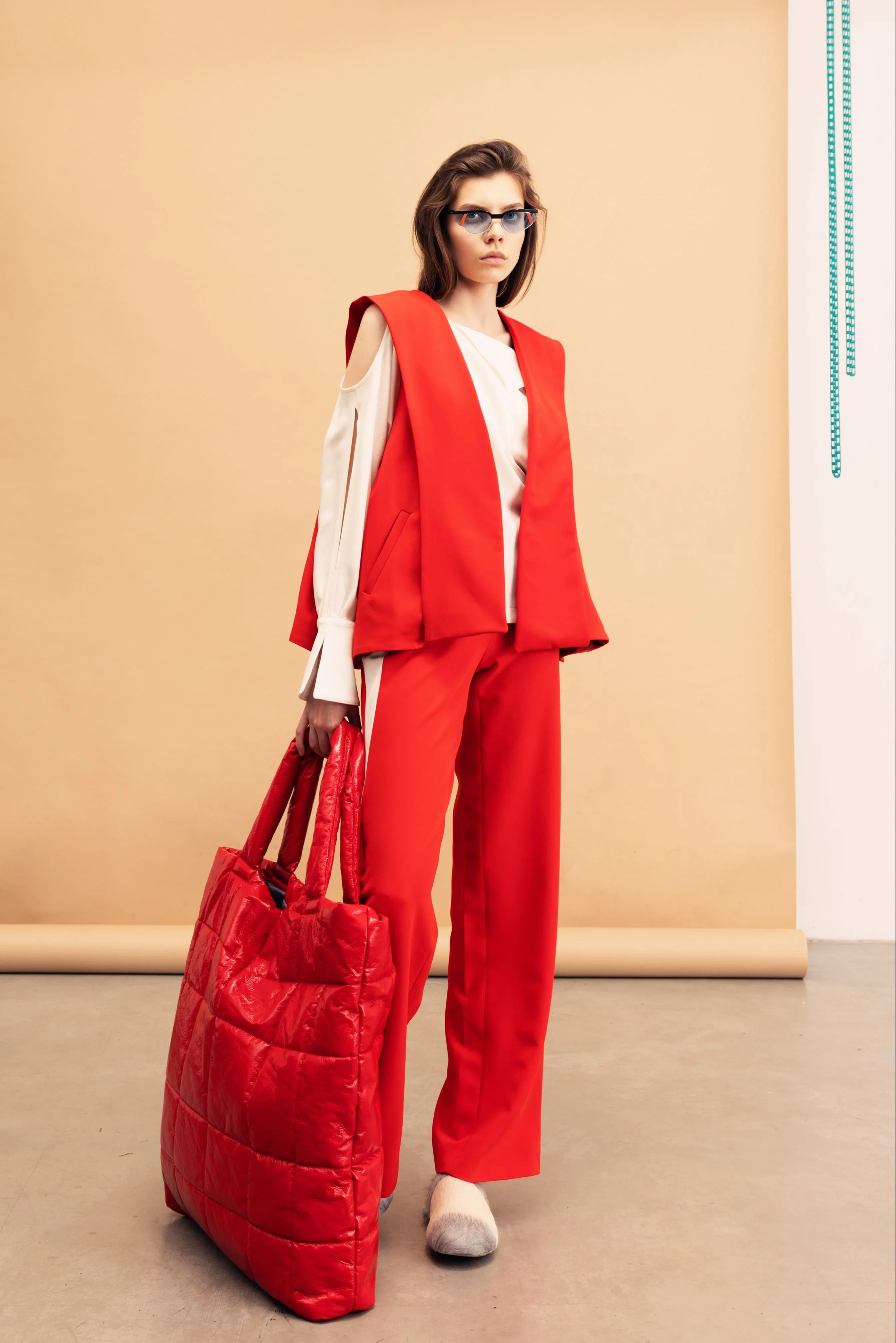 Designer Blazer Vest Red