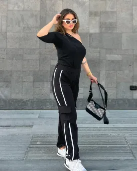 Double Striped Cargo Sweatpants