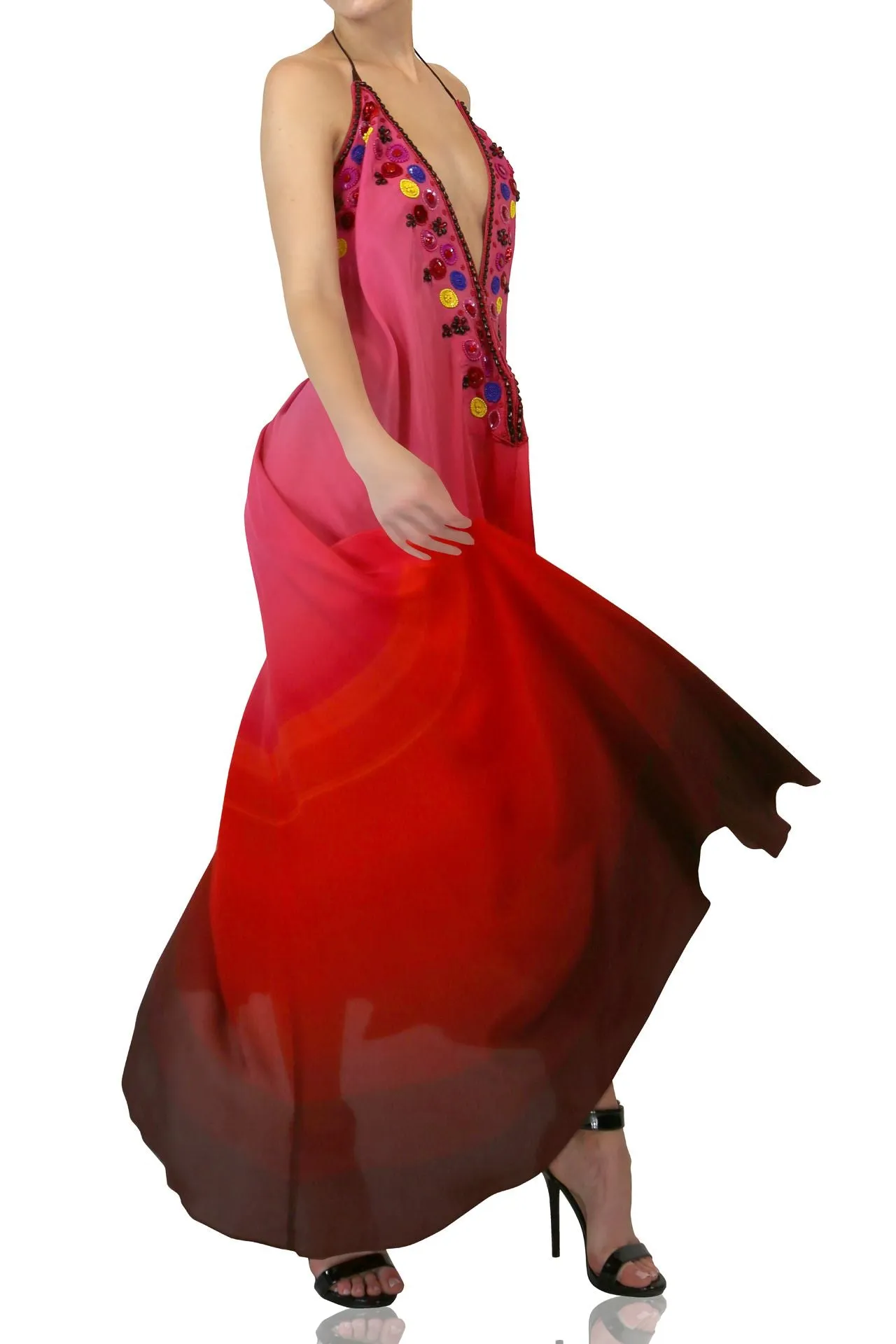 Embellished Ombre Maxi Dress