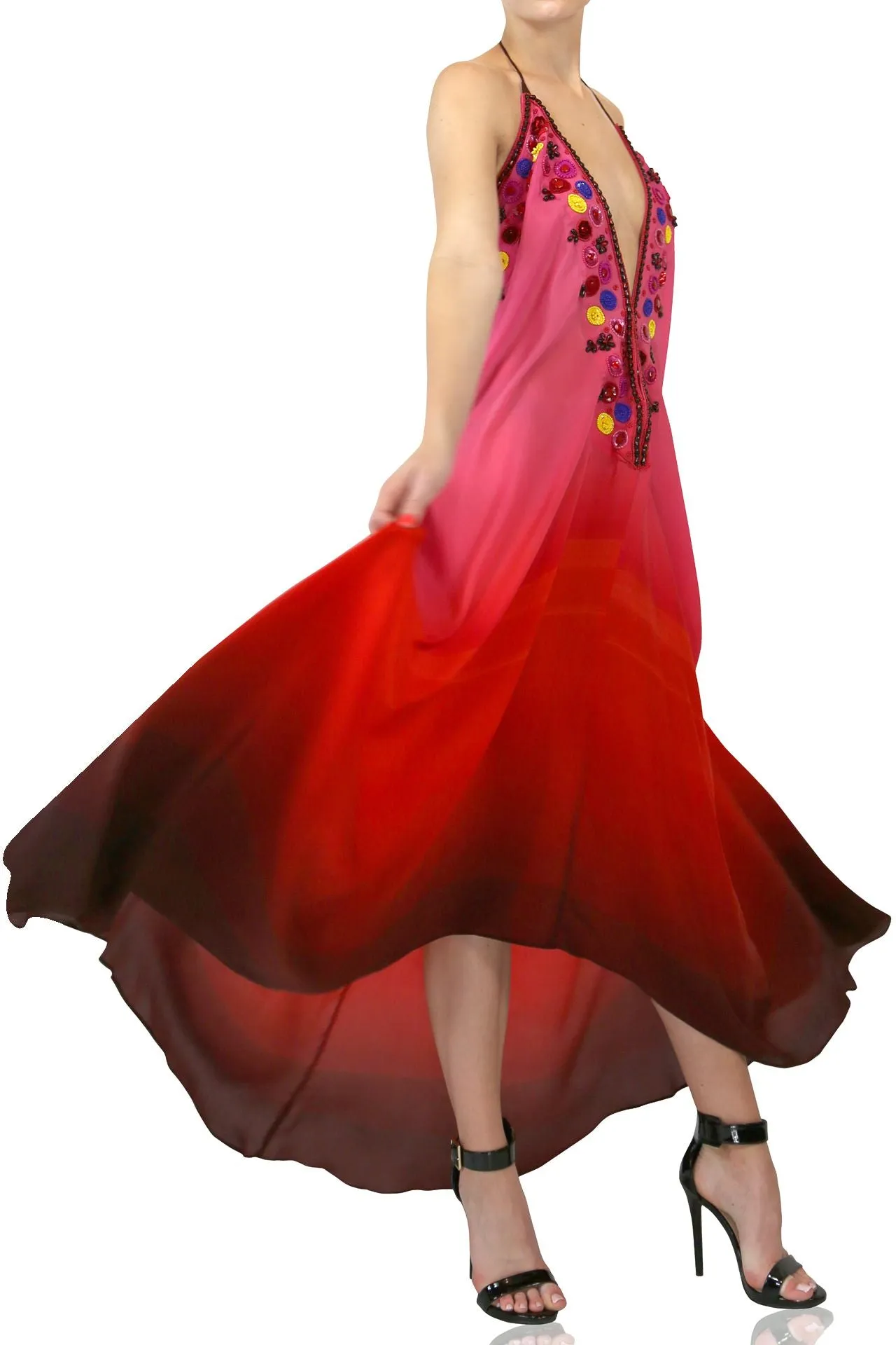 Embellished Ombre Maxi Dress