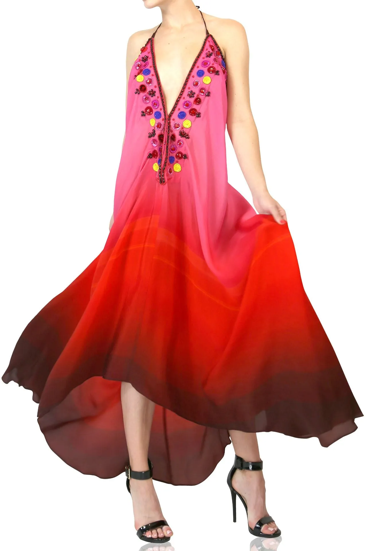 Embellished Ombre Maxi Dress