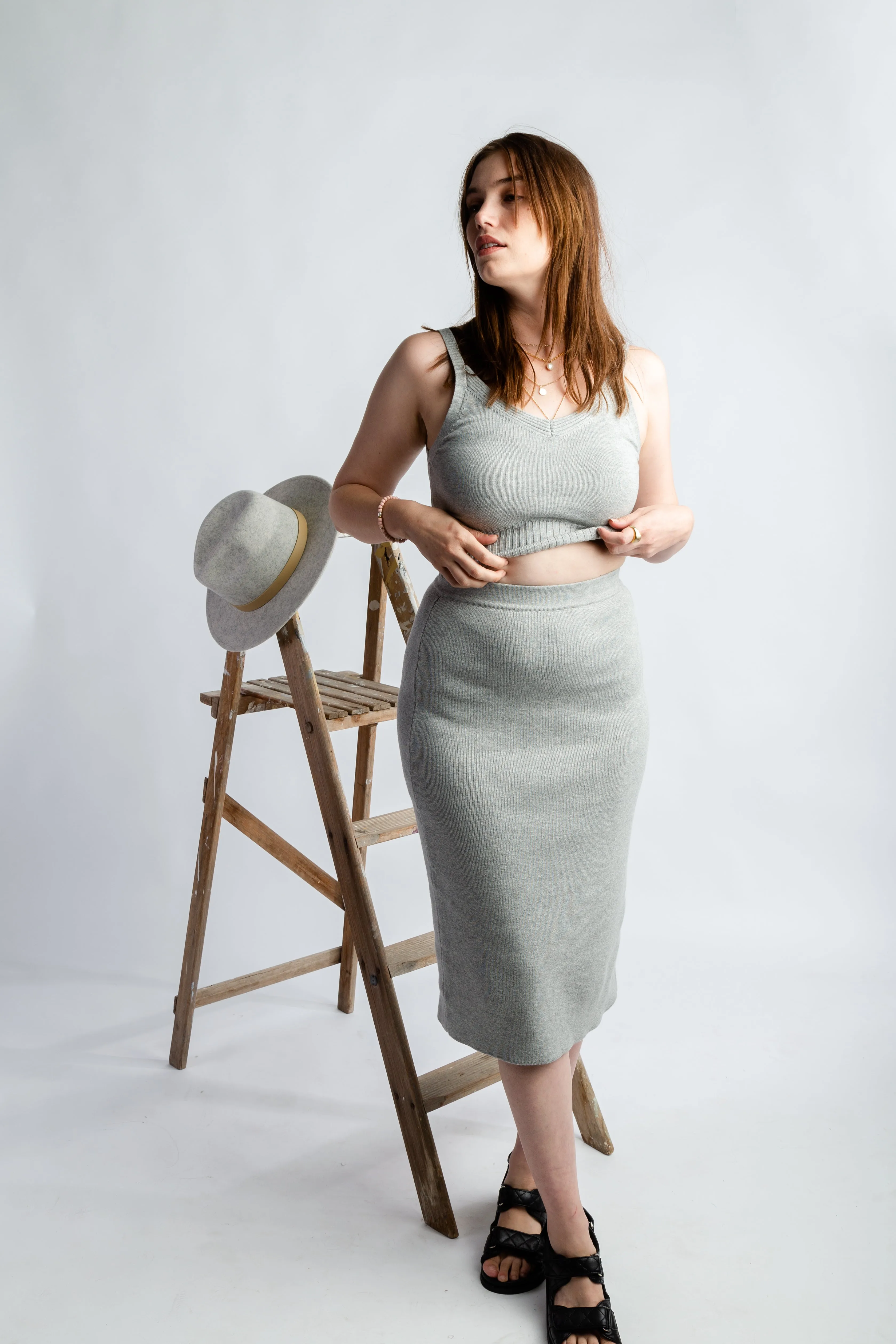 EVIE KNIT TOP - GREY MARLE