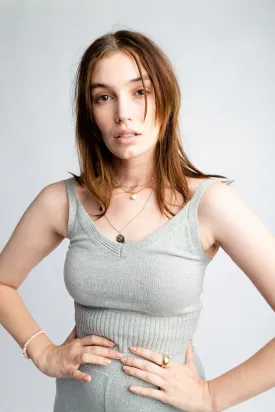 EVIE KNIT TOP - GREY MARLE