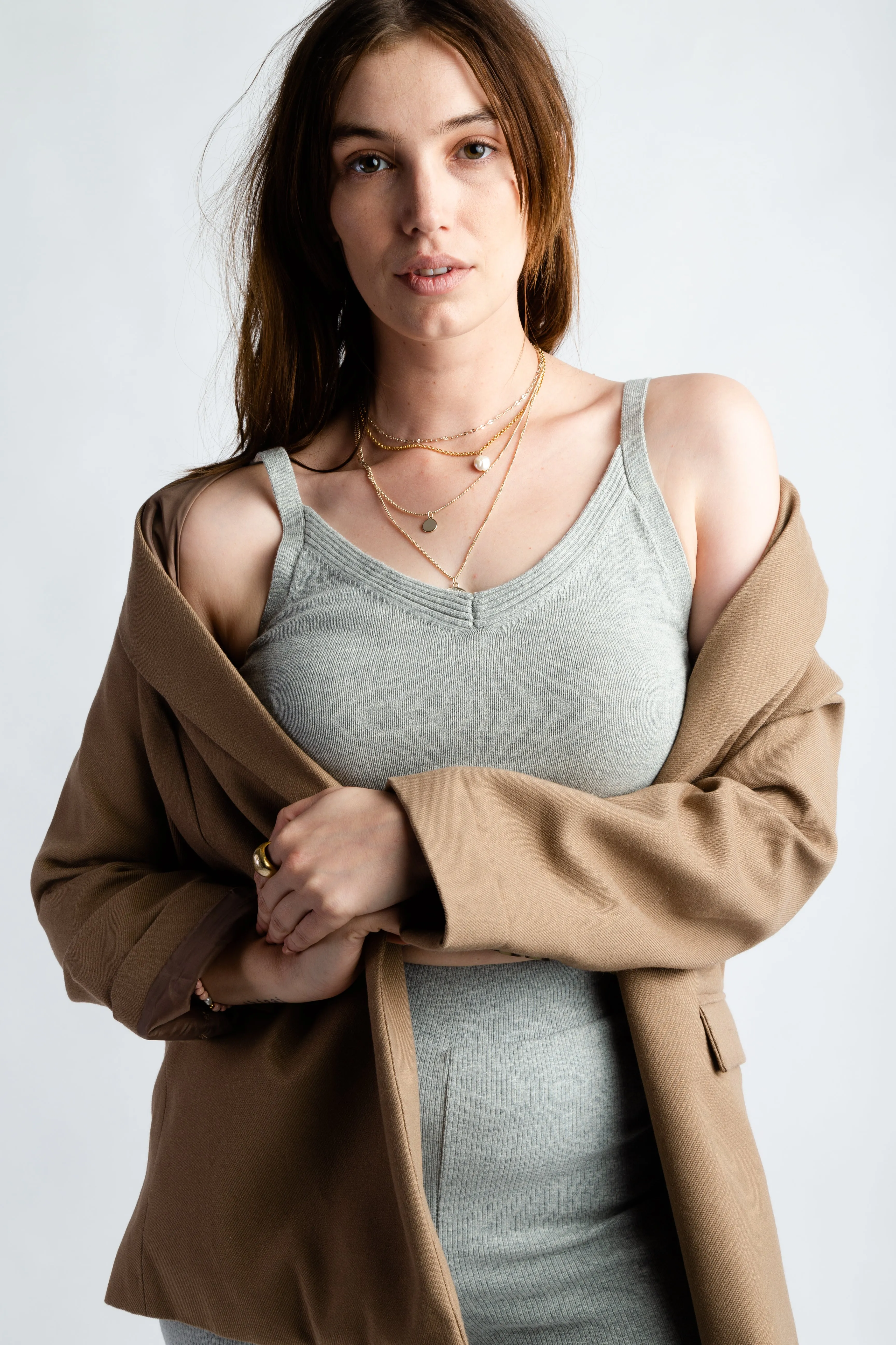 EVIE KNIT TOP - GREY MARLE