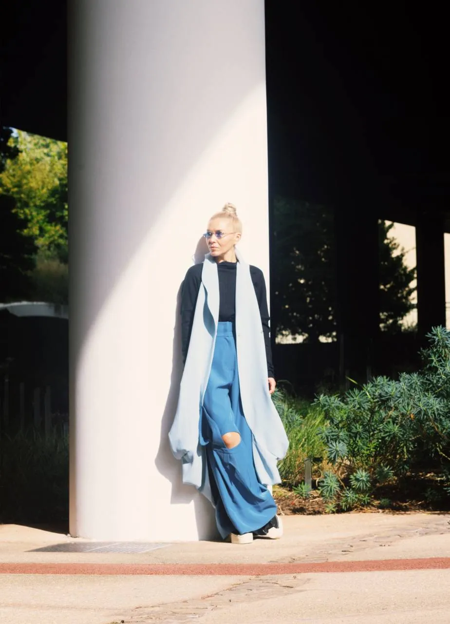 Fashion Long Double Breasted Vest Blue