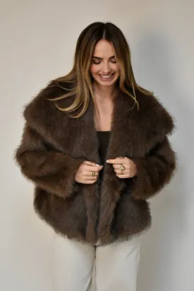 Faux fur coat - Dark brown