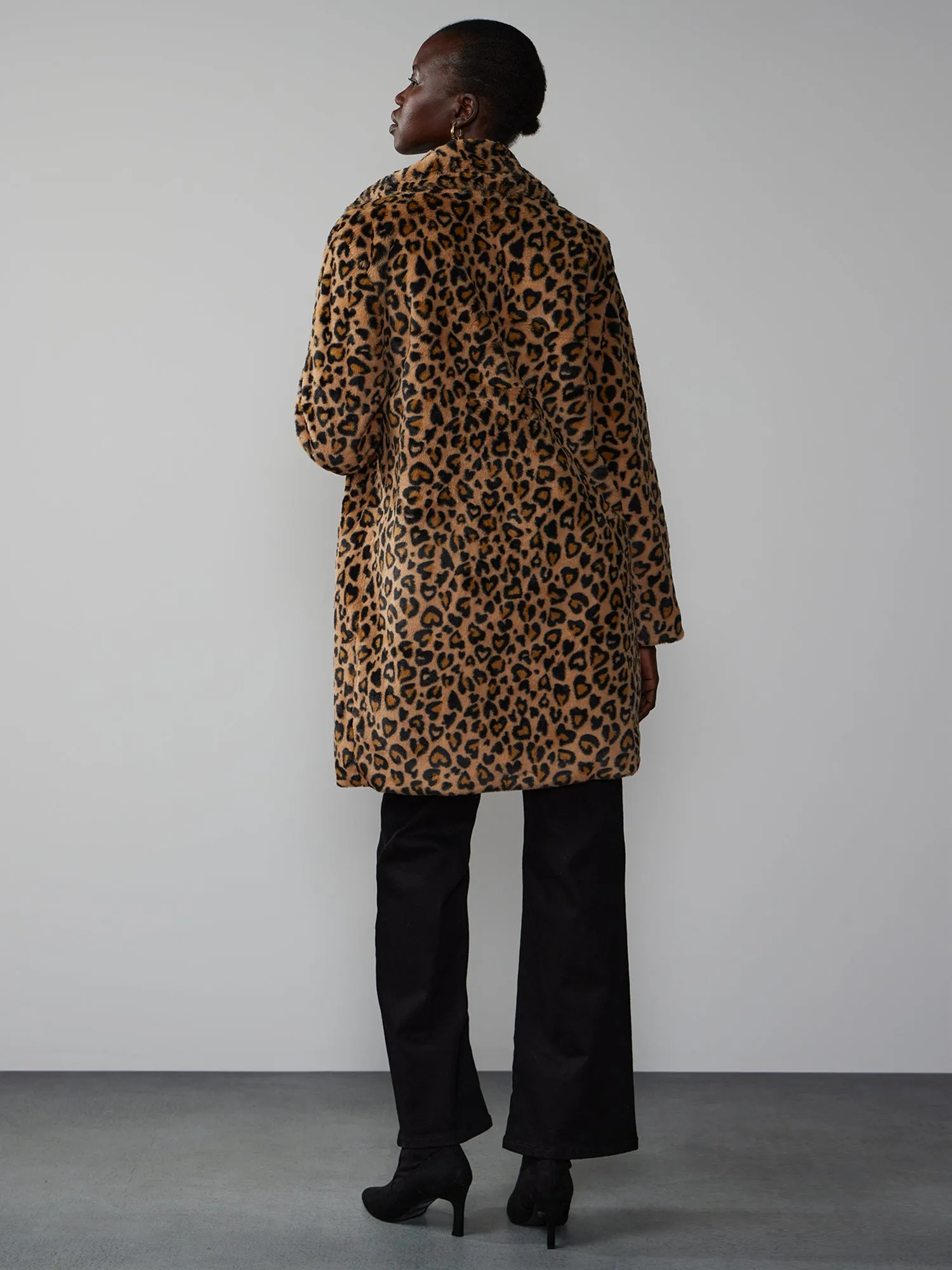 Faux Fur Leopard Print Coat