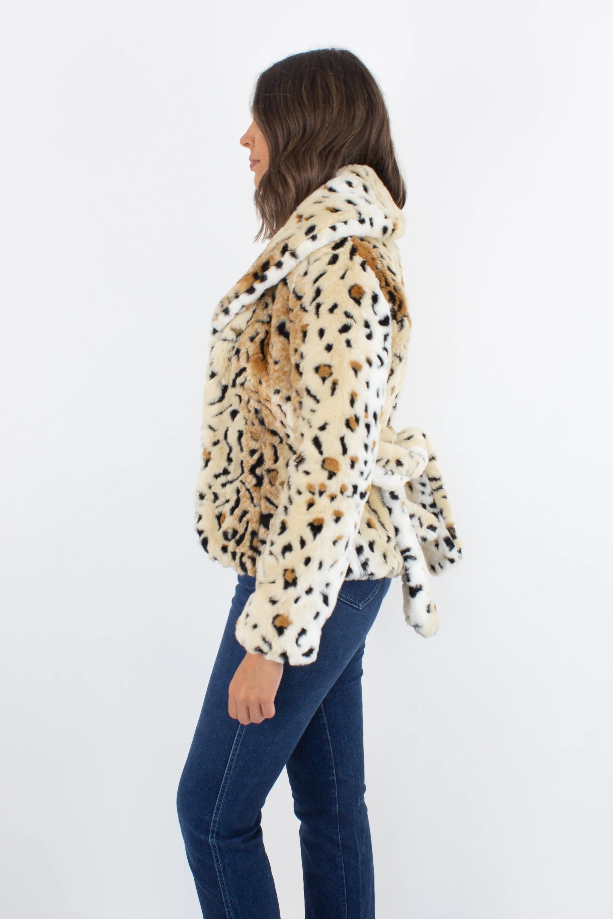 Faux Fur Leopard Print Jacket - Size XS/S