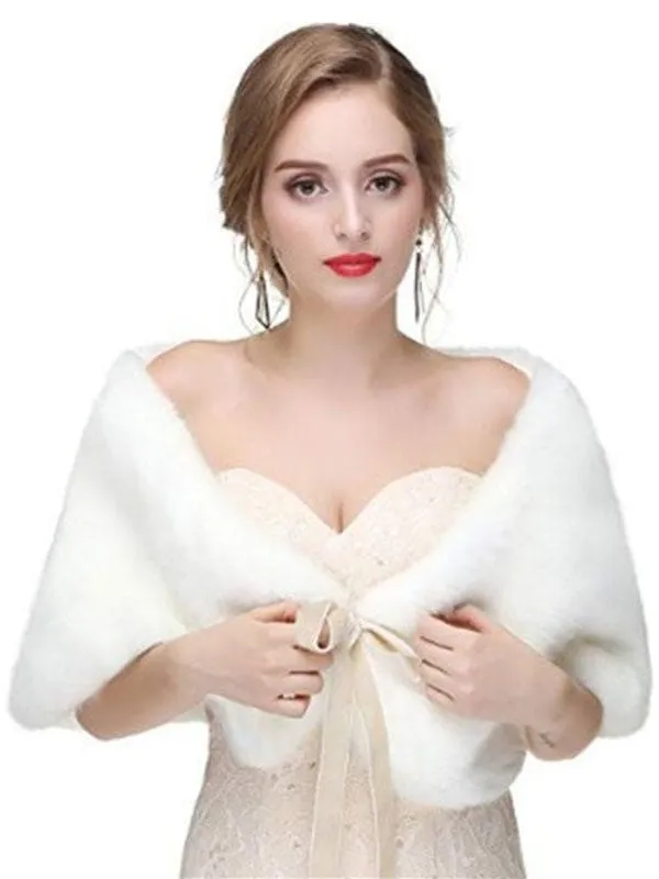 Faux Fur Wedding Shawl Shrug Bridal Wrap For Winter