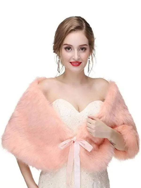 Faux Fur Wedding Shawl Shrug Bridal Wrap For Winter