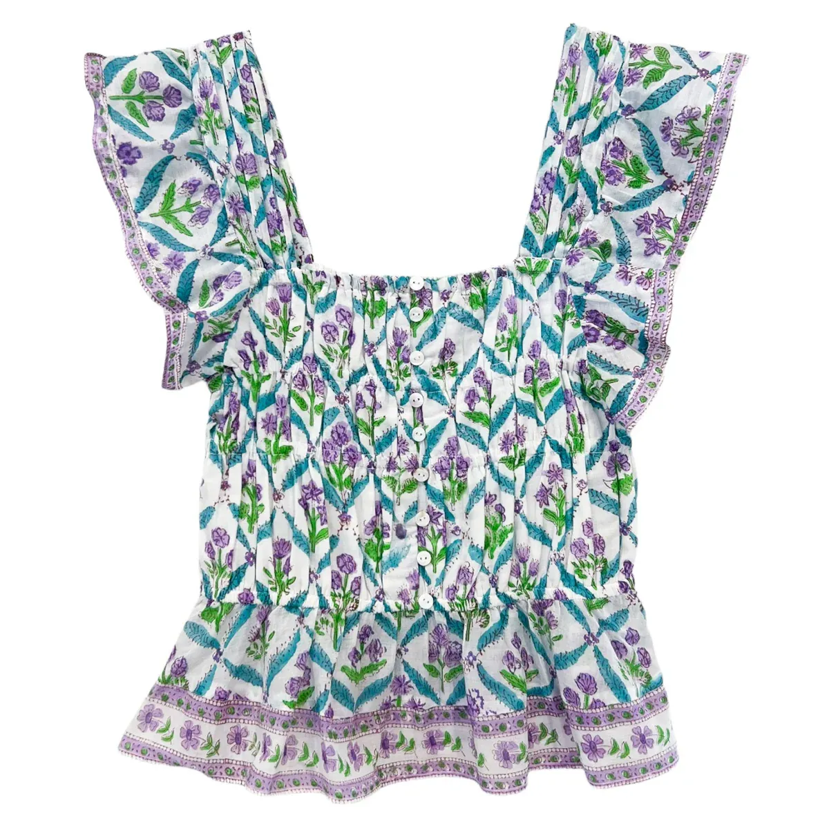 FLEUR TOP IN TURQUOISE PURPLE DIAMOND