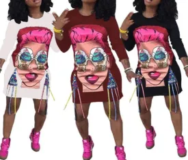 Funky Fresh 3D print detail oversize sweater tshirt dress