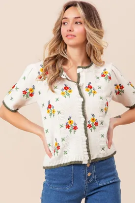 Granny Smith Embroidered Cardigan