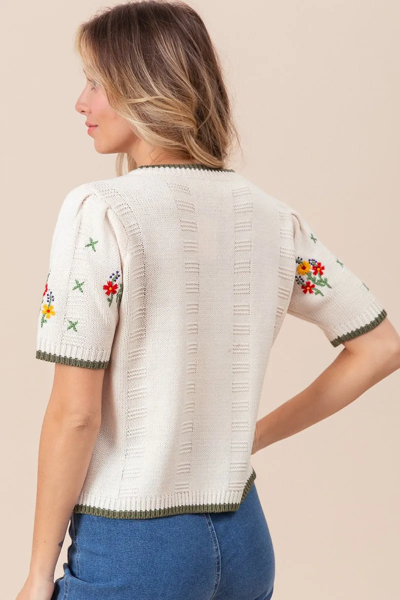 Granny Smith Embroidered Cardigan