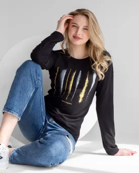 Graphic Brush Strokes & Slogan T-Shirt