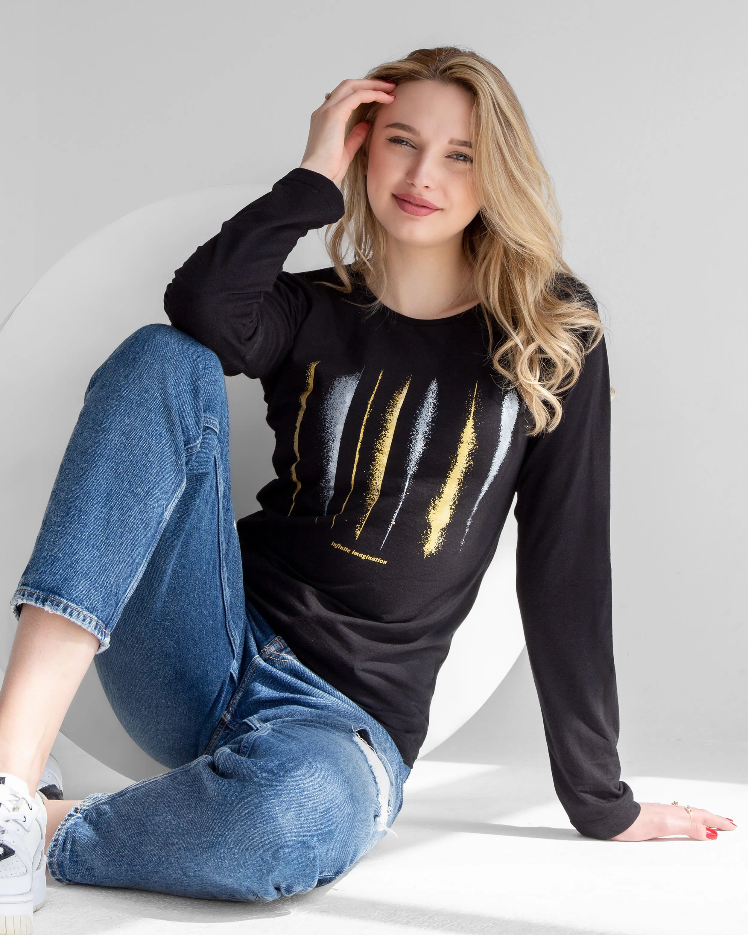 Graphic Brush Strokes & Slogan T-Shirt
