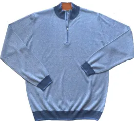 Half Zip Knit Sweater - Light Blue