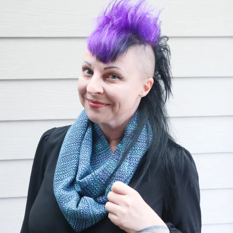 Handwoven Cotton Scarf - Blue Fairy Bread