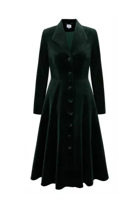 Hunter Coat Dress Forest Green Sustainable Velvet