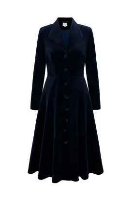 Hunter Coat Dress Navy Sustainable Velvet