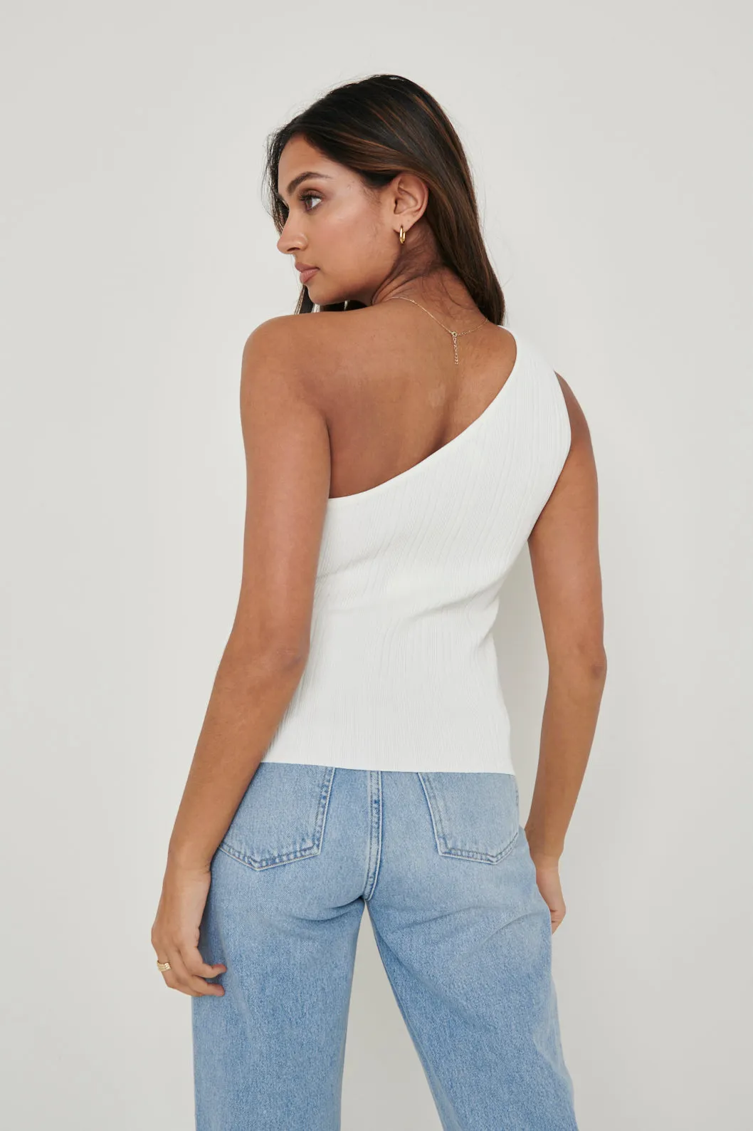 Jamison One Shoulder Knit Top - Cream