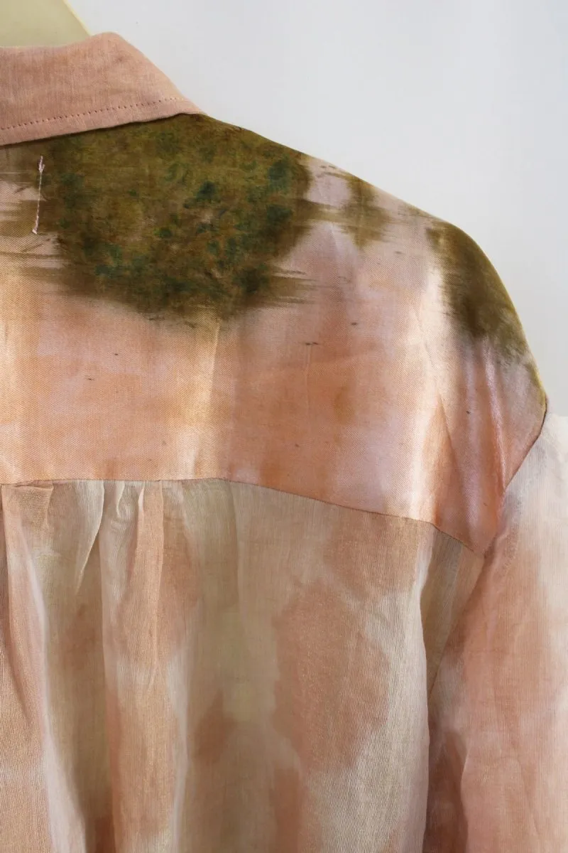 Kiyomi Handwoven Zari Chanderi Shirt Peach