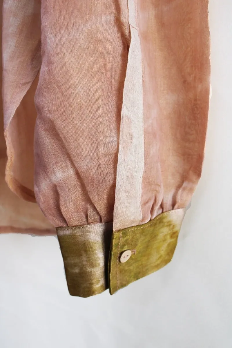 Kiyomi Handwoven Zari Chanderi Shirt Peach