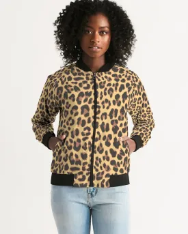 Leopard Fur Women's Bomber Jacket