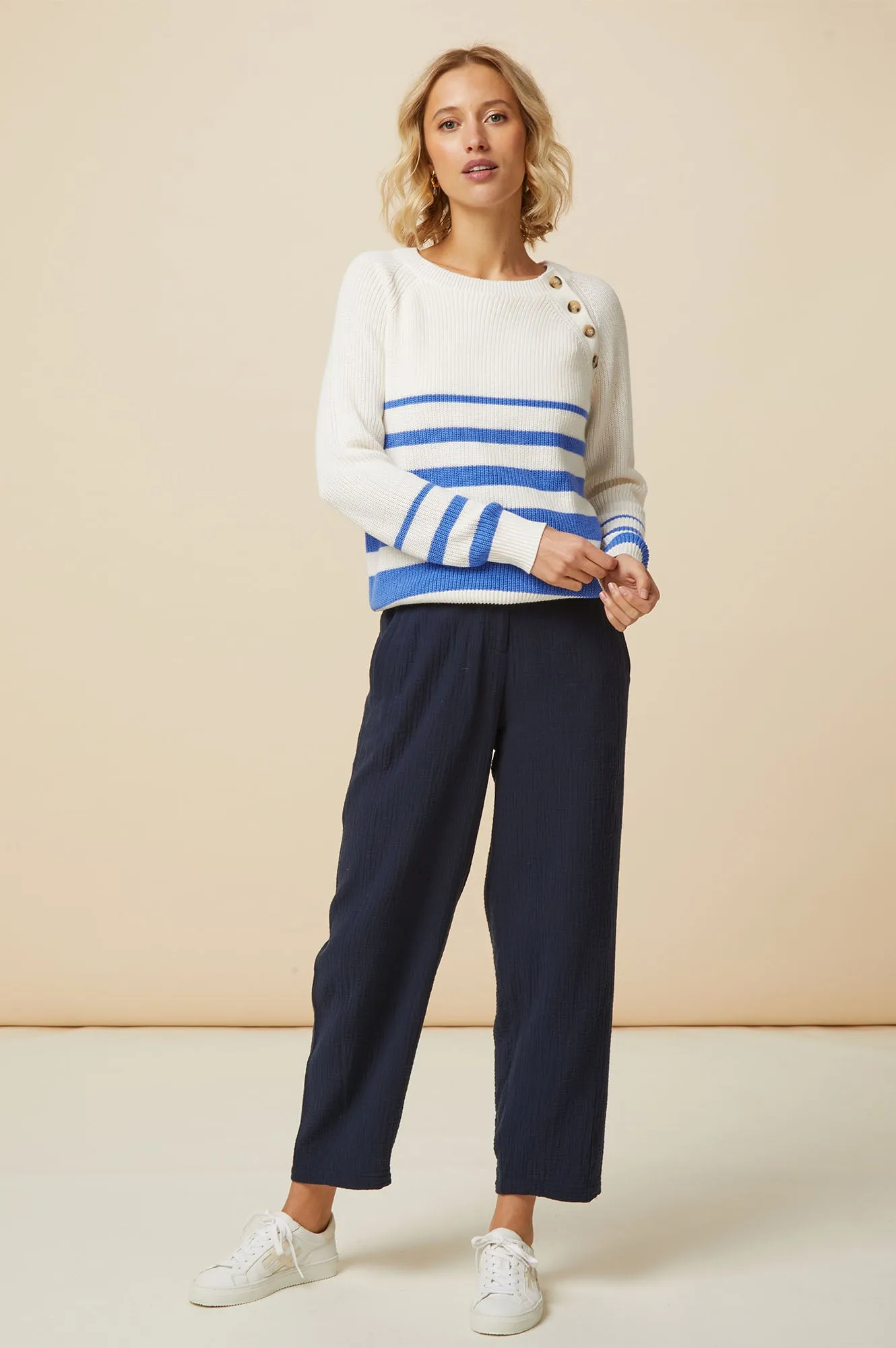 Libby Cheesecloth Trousers | Navy