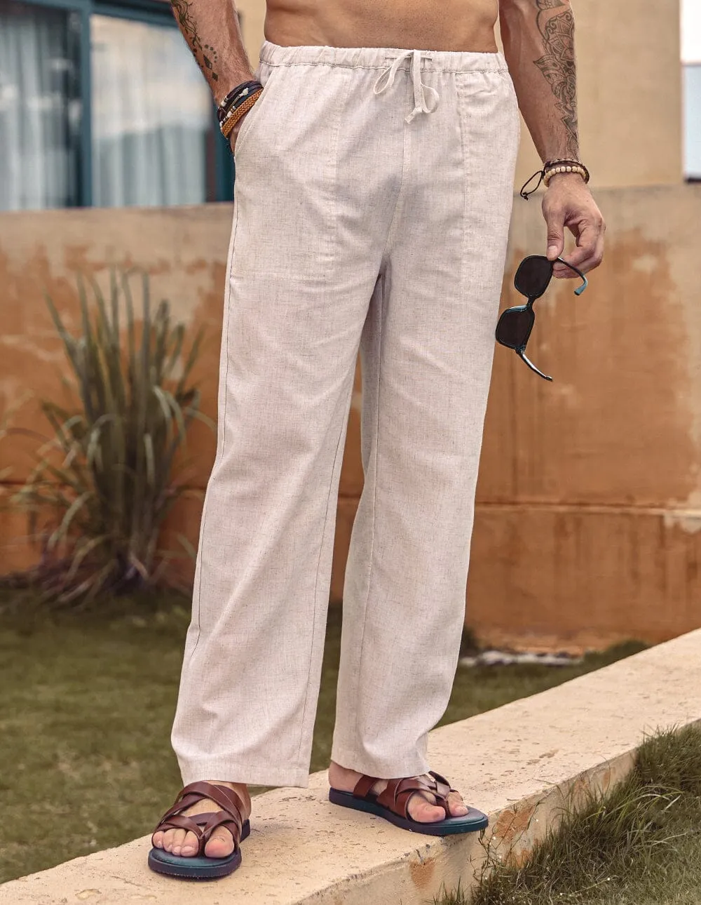 Linen Style Elastic Waist Yoga Pants (US Only)