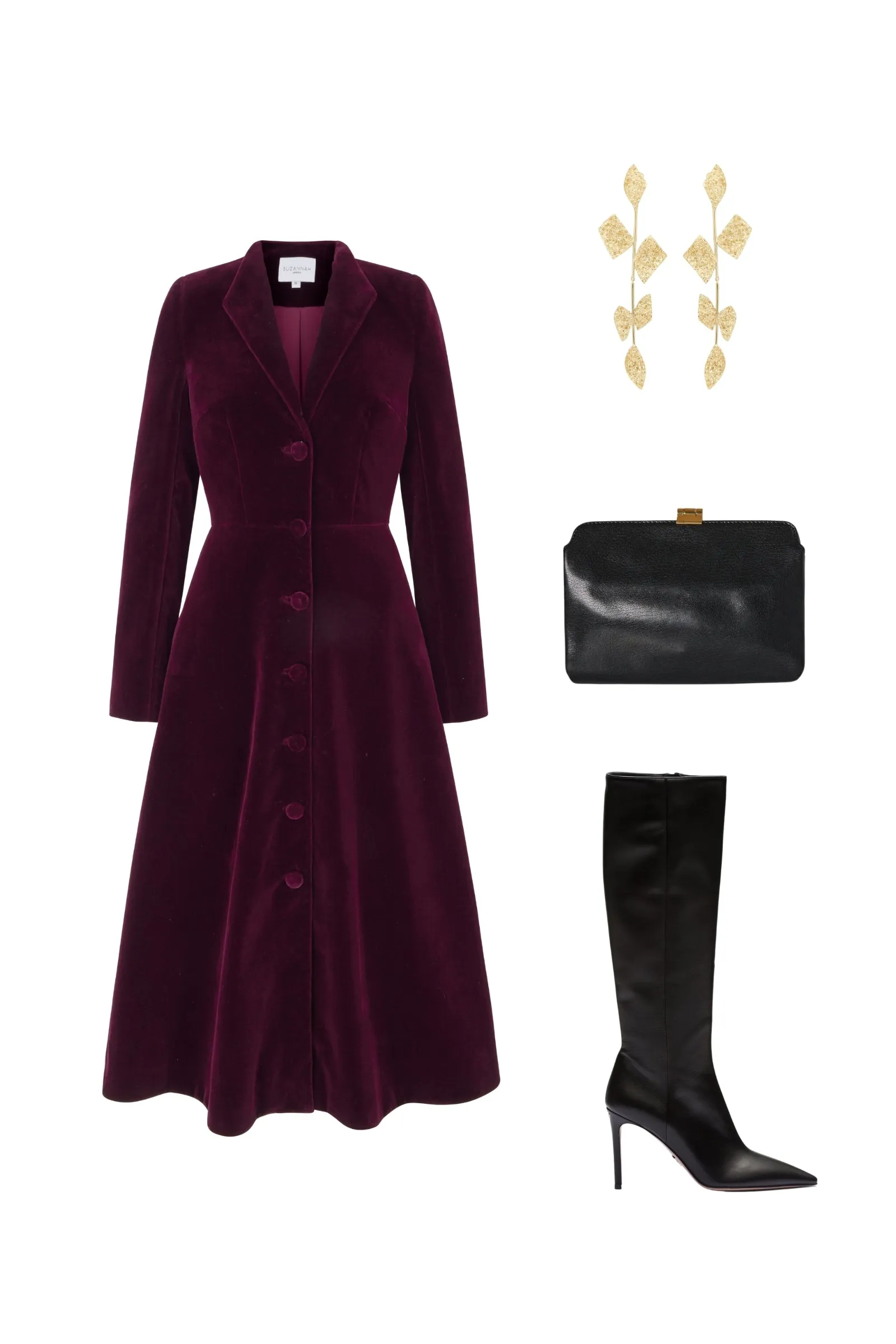 Louisa Coat Dress Sustainable Plum Velvet