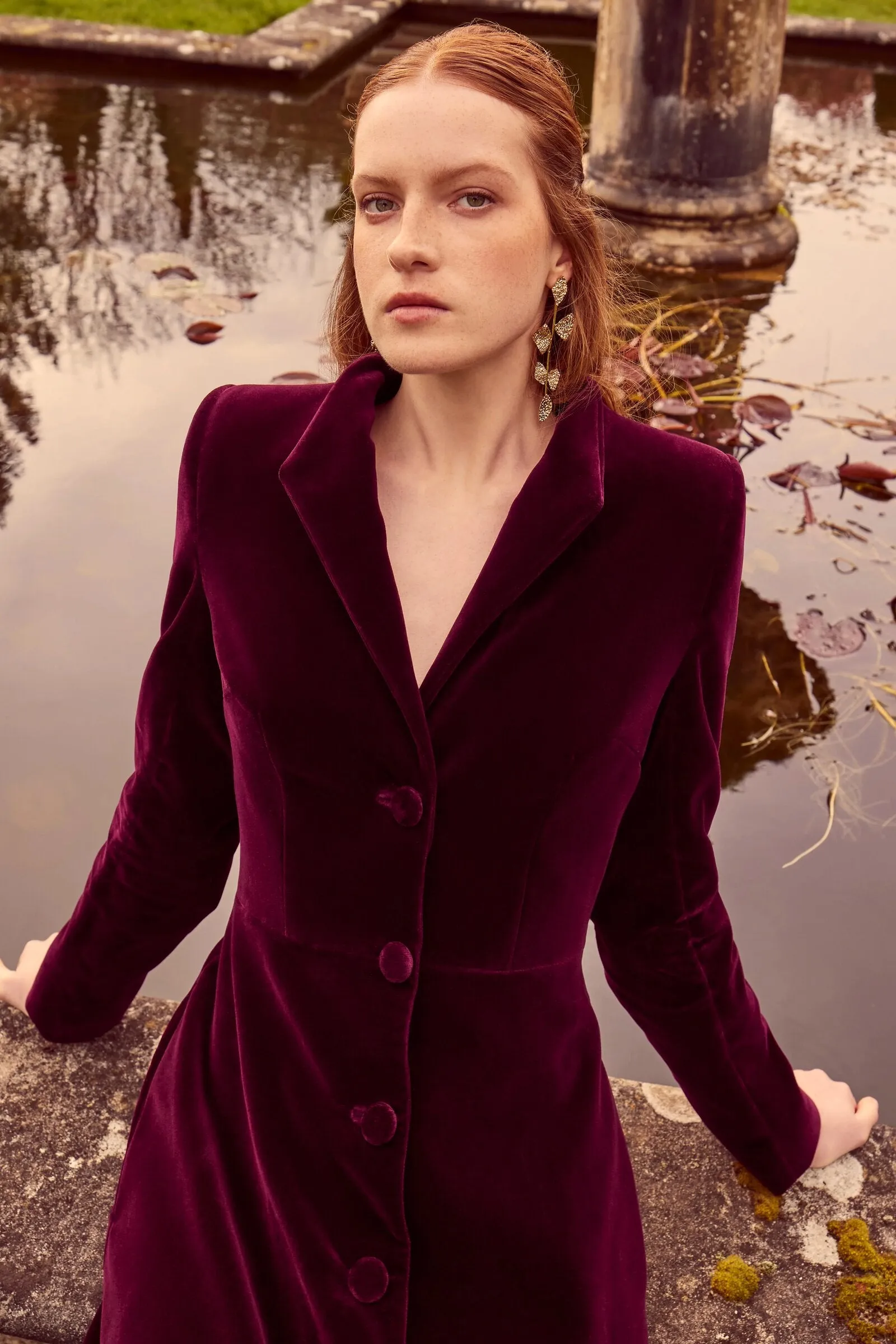 Louisa Coat Dress Sustainable Plum Velvet
