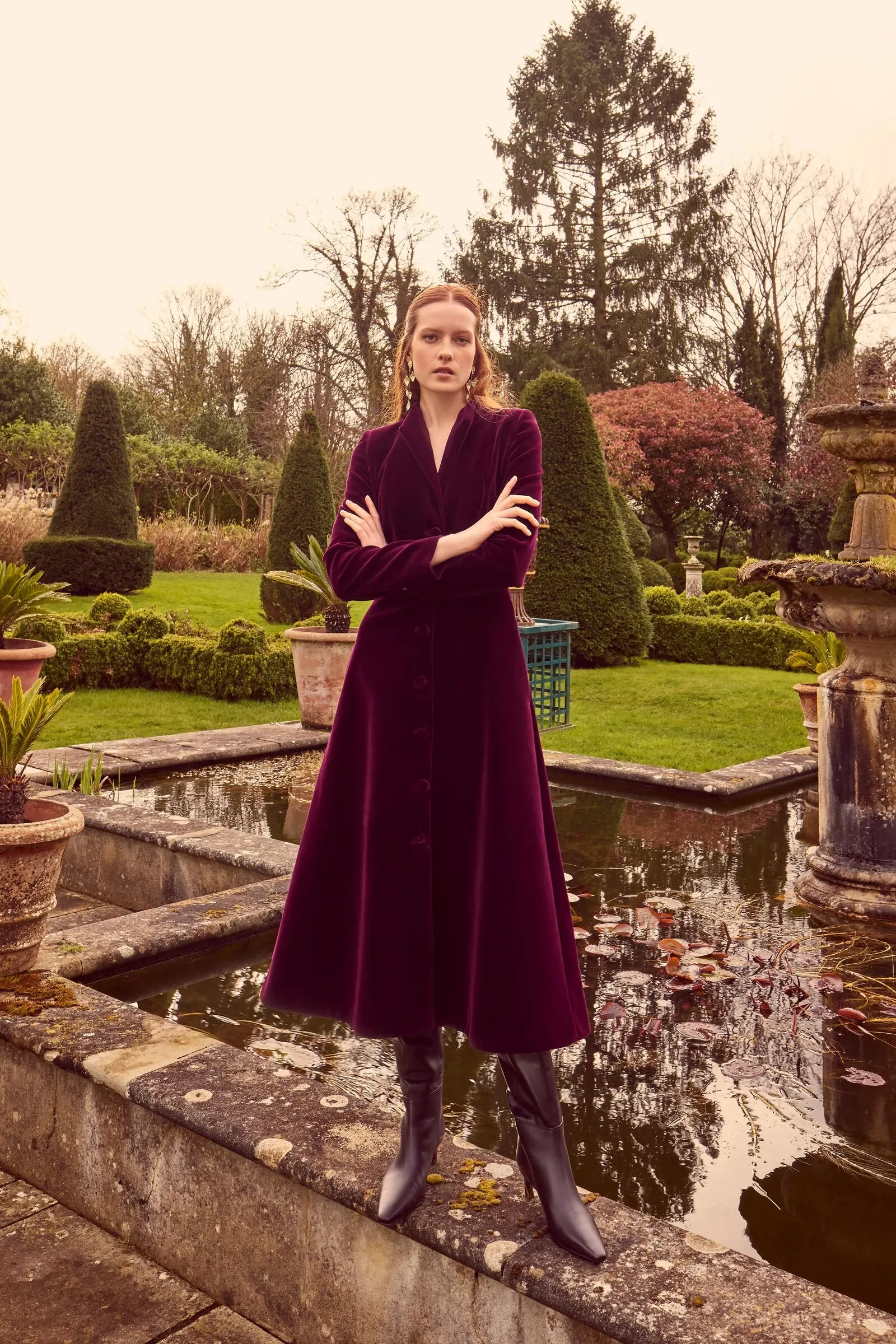 Louisa Coat Dress Sustainable Plum Velvet