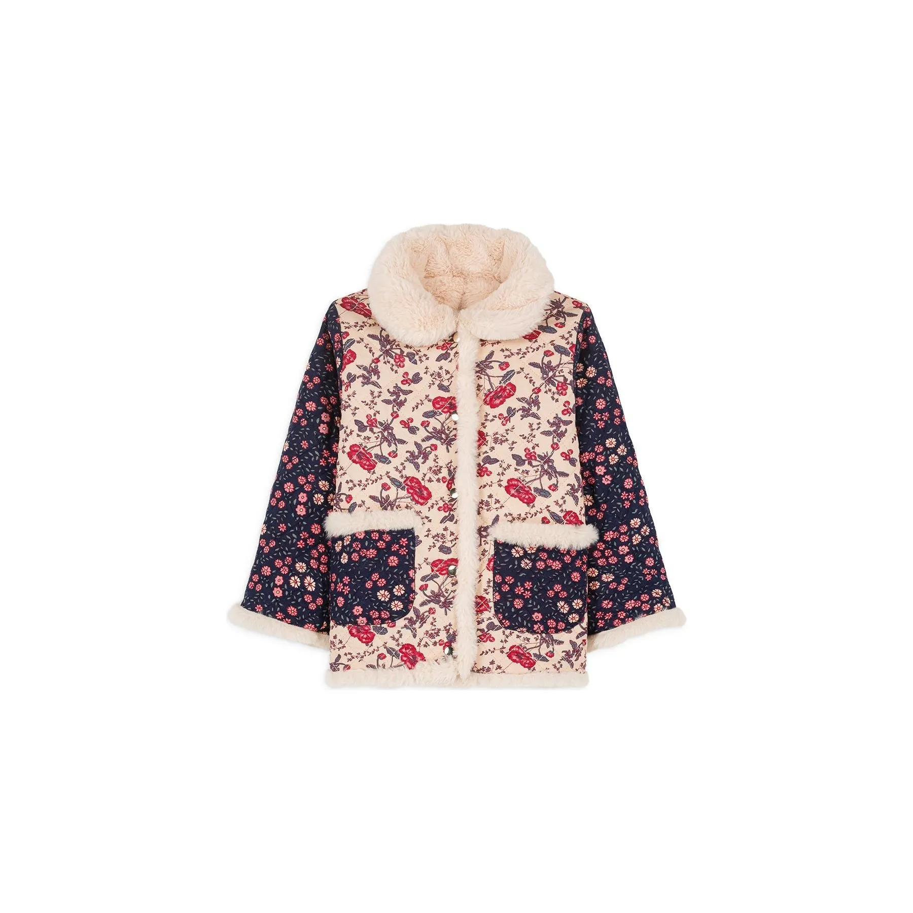 Louise Misha Dalila Coat - Midnight Star Garden - Cream Poppies