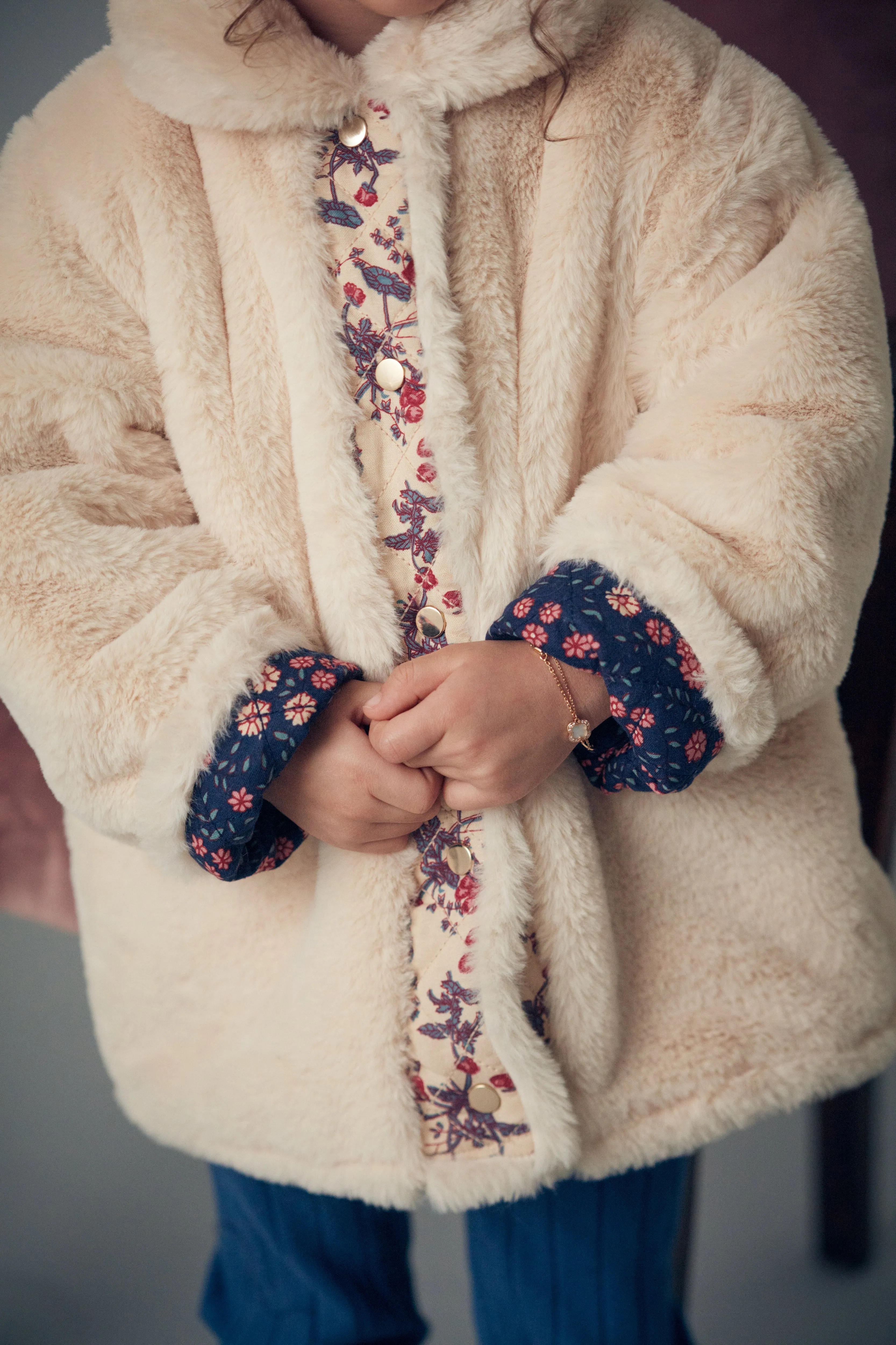 Louise Misha Dalila Coat - Midnight Star Garden - Cream Poppies